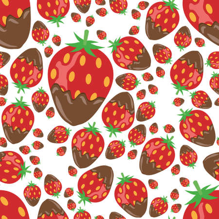 strawberry in chocolate seamless patternのイラスト素材