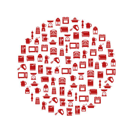 kitchen appliances and tools icons in circleのイラスト素材