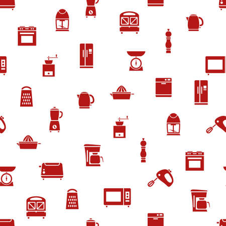 kitchen appliances and tools seamless patternのイラスト素材