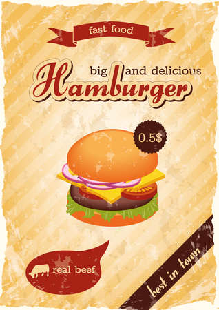 hamburger retro posterのイラスト素材
