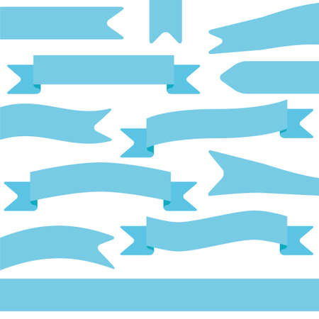 set of blue ribbonsのイラスト素材
