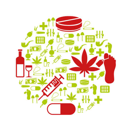 drug icons in circleのイラスト素材