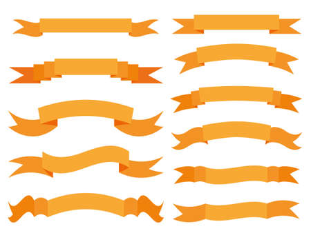 set of orange ribbonsのイラスト素材