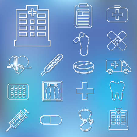 outline hospital iconsのイラスト素材