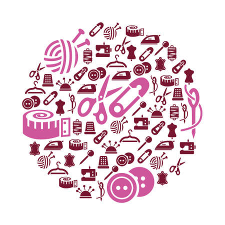 sewing icons in circleのイラスト素材