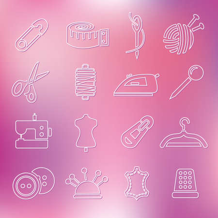 sewing outline iconsのイラスト素材