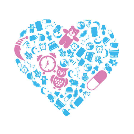 sleep icons in heartのイラスト素材