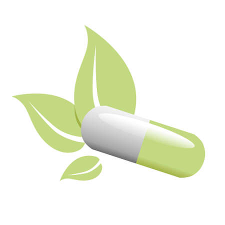 pill and leavesのイラスト素材