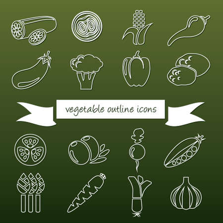 vegetable outline iconsのイラスト素材