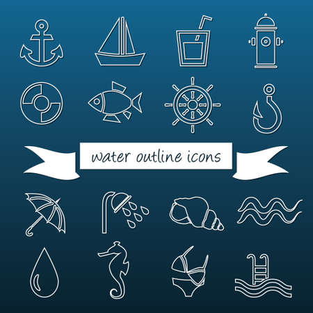water outline iconsのイラスト素材