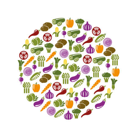 vegetable icons in circleのイラスト素材