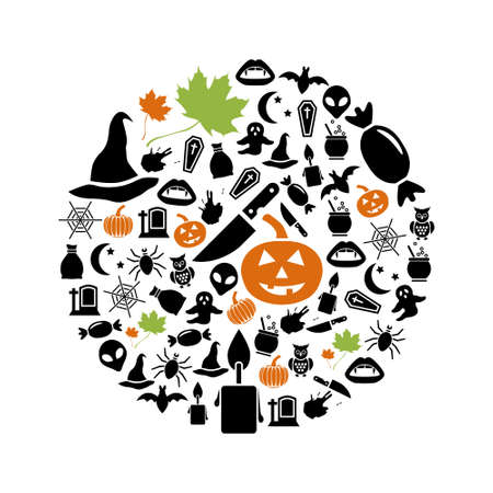 halloween icons in circleのイラスト素材