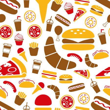 fast food seamless patternのイラスト素材
