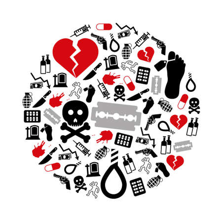 suicide icons in circleのイラスト素材