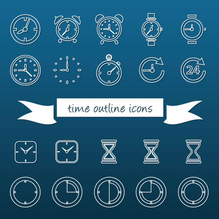 time outline iconsのイラスト素材