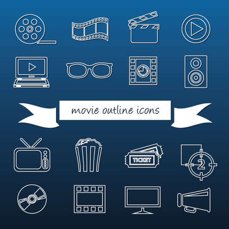 movie outline iconsのイラスト素材