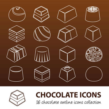 chocolate outline iconsのイラスト素材