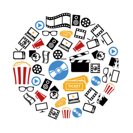 movie icons in circleのイラスト素材