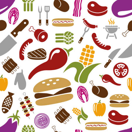 barbecue seamless patternのイラスト素材