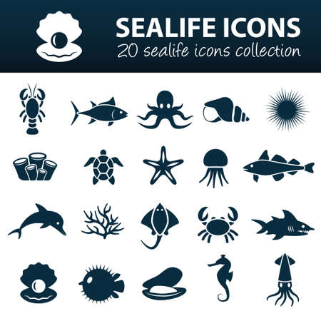 sealife iconsのイラスト素材