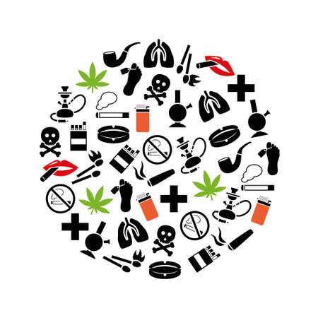 smoking icons in circleのイラスト素材