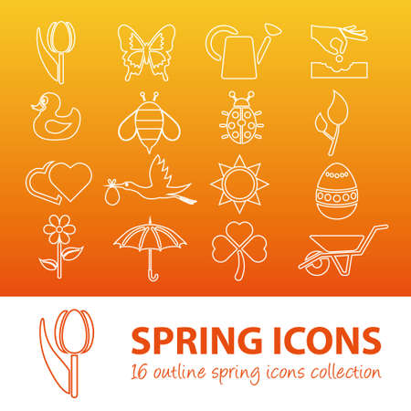 spring outline iconsのイラスト素材
