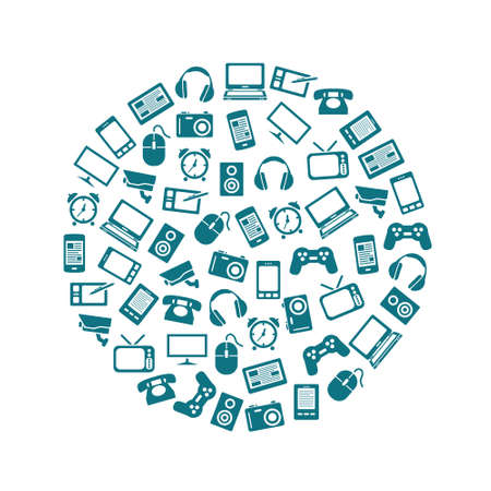 gadget icons in circleのイラスト素材