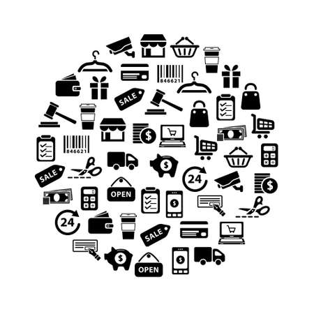 shopping icons in circleのイラスト素材