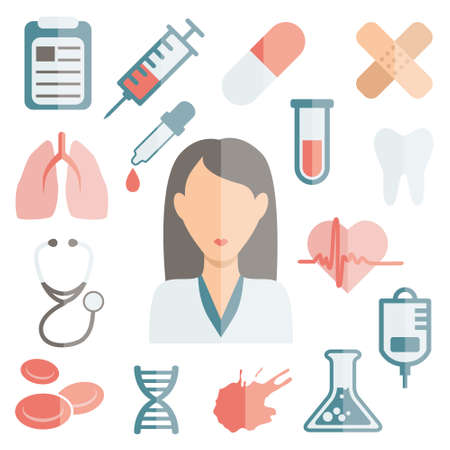 doctor flat iconsのイラスト素材