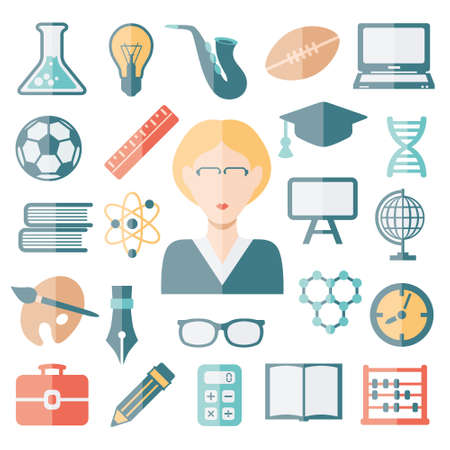 teacher flat iconsのイラスト素材
