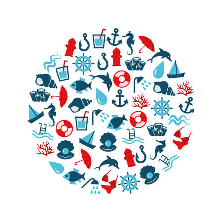 water flat icons in circleのイラスト素材