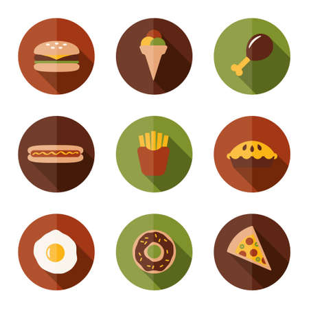 food flat iconsのイラスト素材