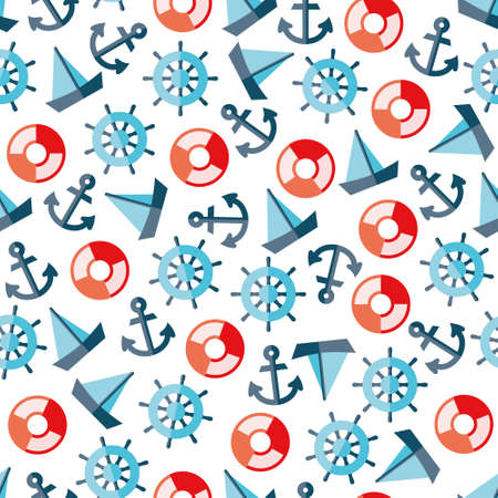 sea icons seamless patternのイラスト素材
