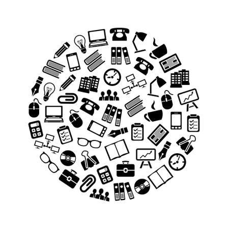 office icons in circleのイラスト素材