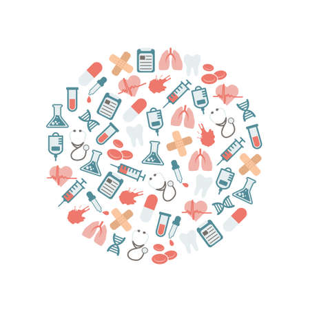 doctor flat icons in circleのイラスト素材
