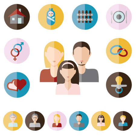 family flat iconsのイラスト素材
