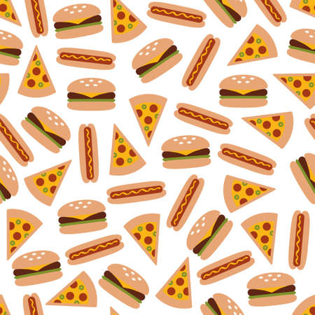 fast food seamless patternのイラスト素材