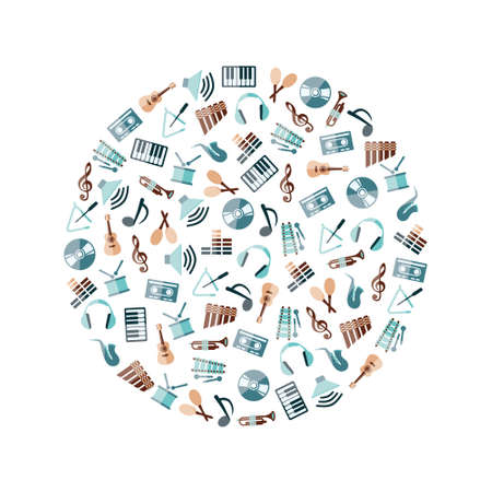 music flat icons in circleのイラスト素材