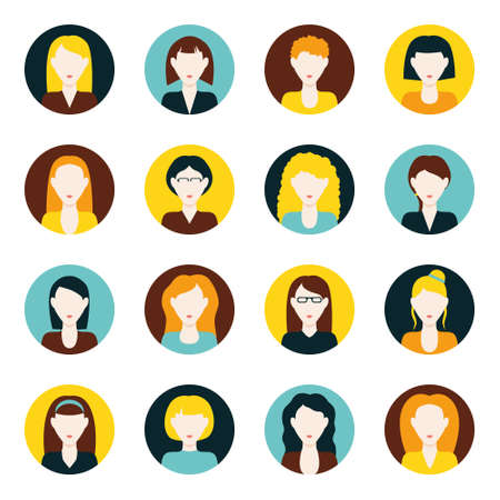 women flat iconsのイラスト素材