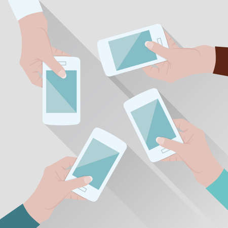 hands with phonesのイラスト素材