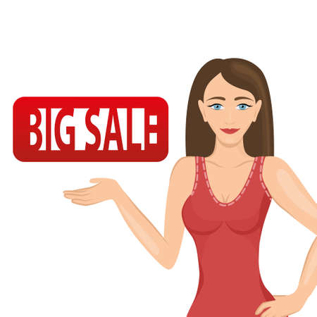 woman with sale signのイラスト素材