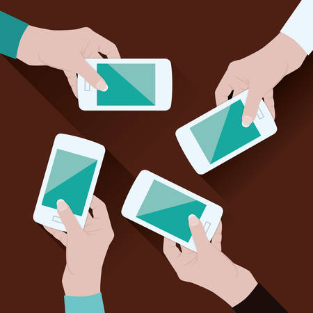 hands with phonesのイラスト素材