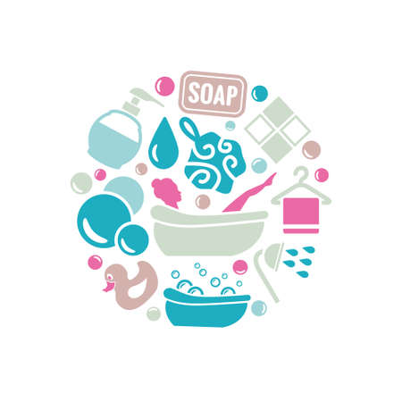 bath icons in circleのイラスト素材