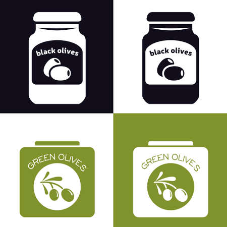 olives in jar and in canのイラスト素材