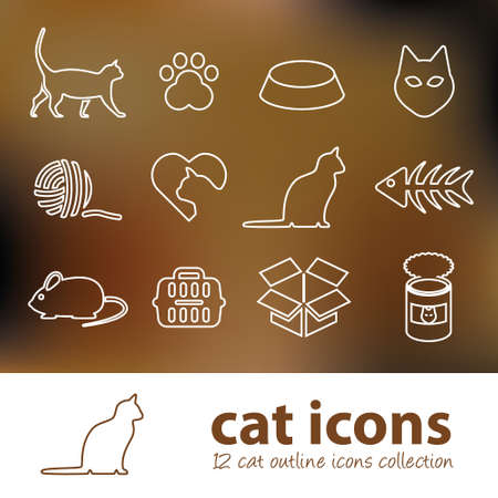 cat outline iconsのイラスト素材