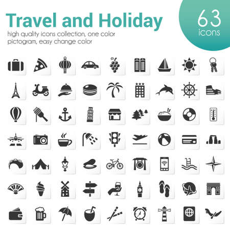 travel and holiday iconsのイラスト素材