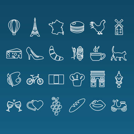 france outline iconsのイラスト素材