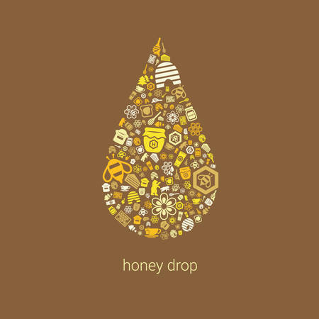 honey icons in dropのイラスト素材