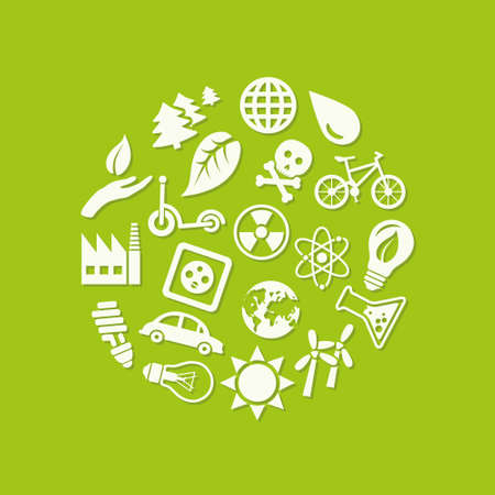 ecology icons in circleのイラスト素材