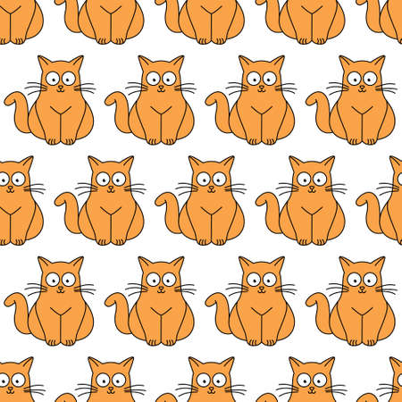 ginger cat seamless patternのイラスト素材